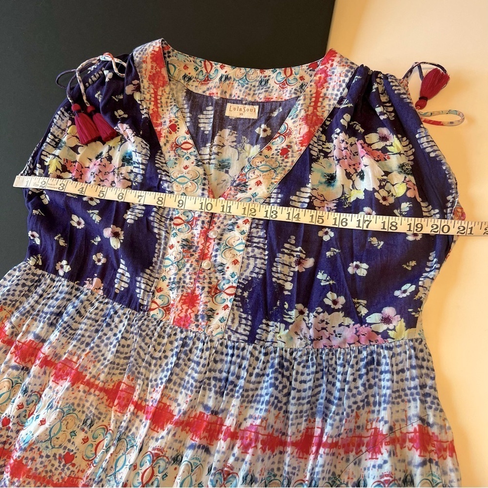 LulaSoul bohemian maxi dress cover-up, sheer, colorful sun dress, XS oversized - Picture 3 of 11